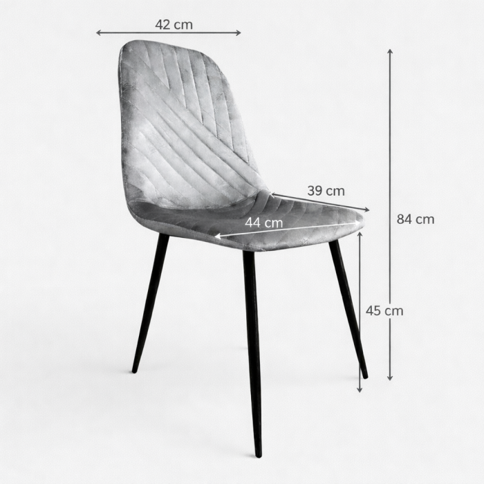 Scaun de living si bucatarie Doina FDC2-1, tapiterie catifea, cadru metalic, 90 kg, 84x44x39 cm, gri [8]