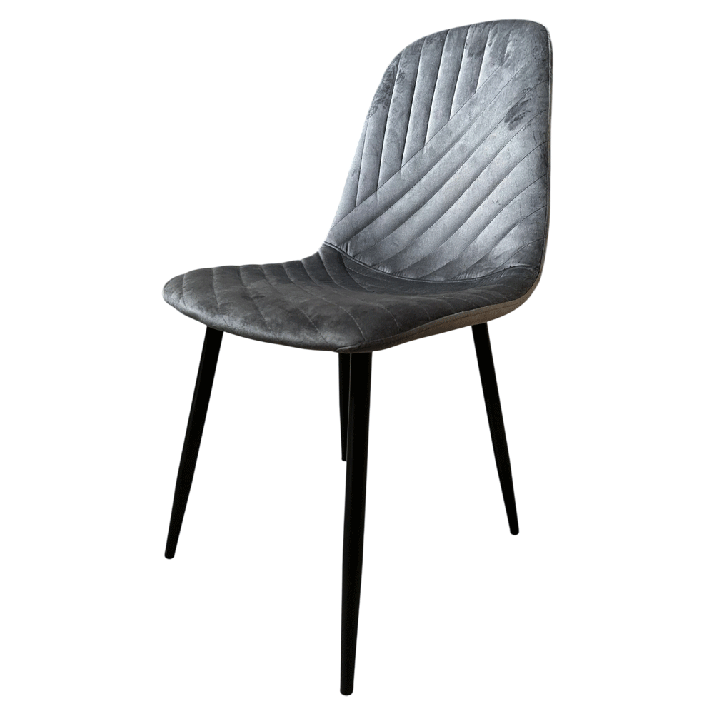 Scaun de living si bucatarie Doina FDC2-1, tapiterie catifea, cadru metalic, 90 kg, 84x44x39 cm, gri [2]