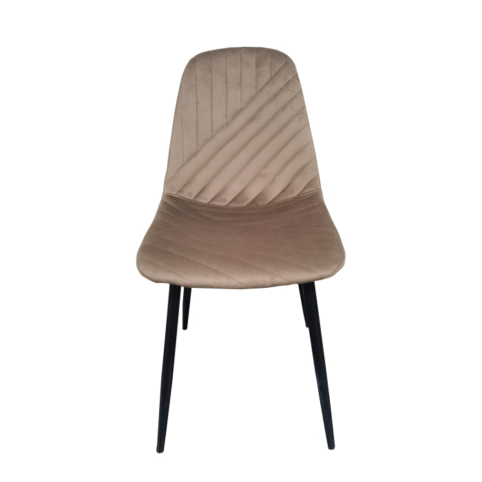 Scaun de living si bucatarie Doina FDC2-1, tapiterie catifea, cadru metalic, 90 kg, 84x44x39 cm, bej [6]