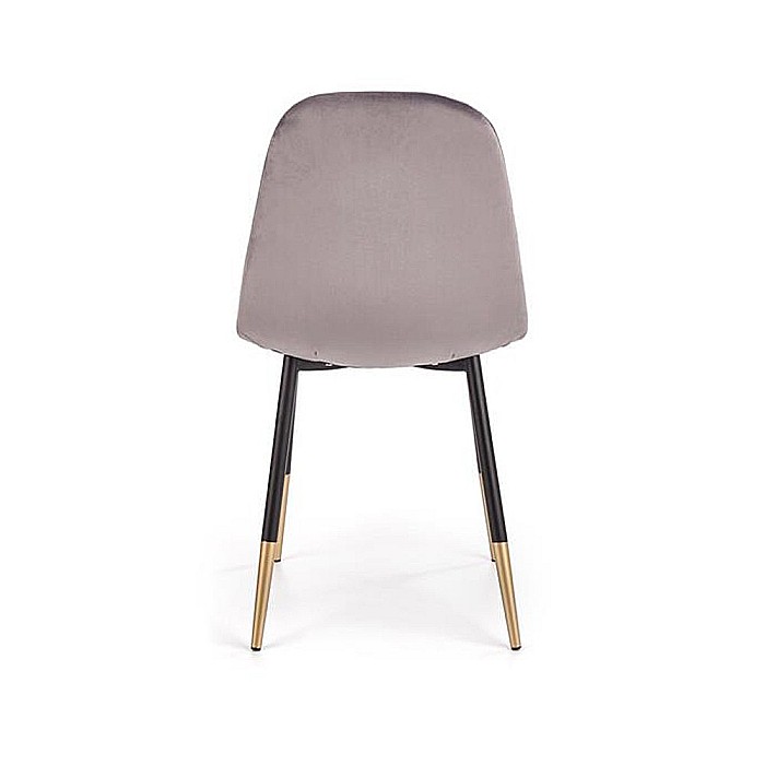 Scaun de living si bucatarie, HM K379, cadru metalic cu insertii aurii, stofa velvet, 88x45x48 cm, 100 kg, Gri [2]
