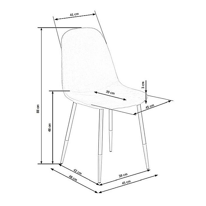 Scaun de living si bucatarie, HM K379, cadru metalic cu insertii aurii, stofa velvet, 88x45x48 cm, 100 kg, Gri [3]