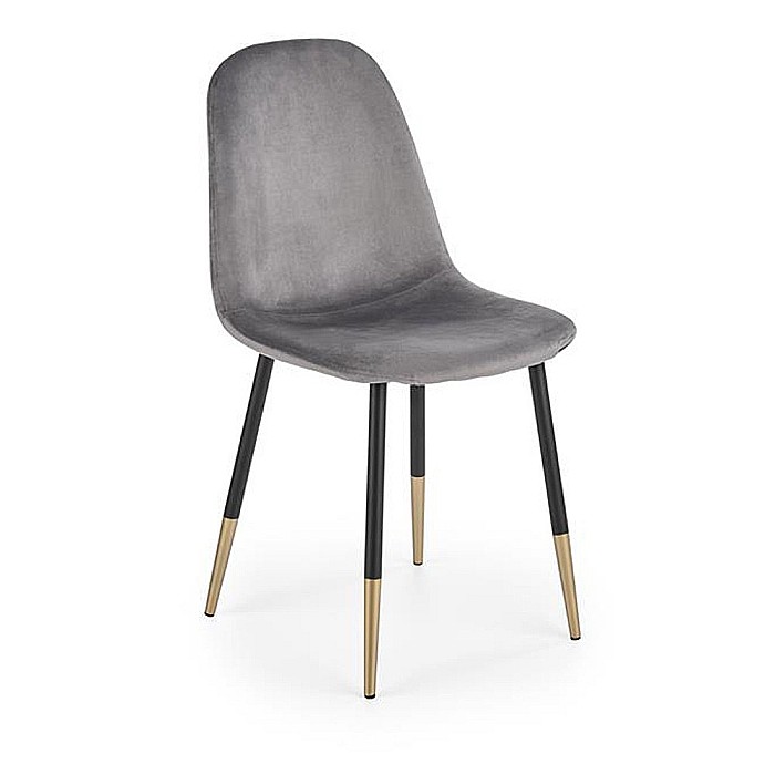 Scaun de living si bucatarie, HM K379, cadru metalic cu insertii aurii, stofa velvet, 88x45x48 cm, 100 kg, Gri [1]