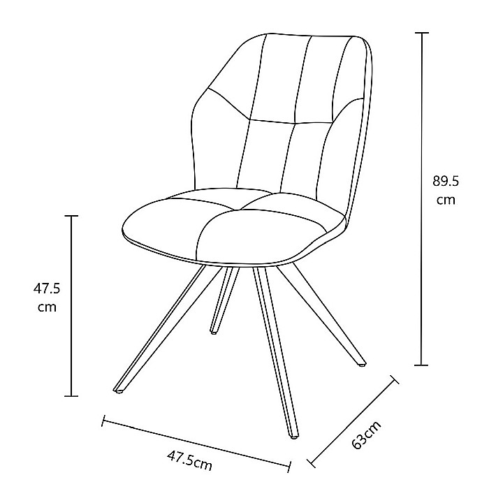 Scaun de living si bucatarie KL Mirco, metalic, tapitat cu stofa,100 kg, 47.5x63x89.5 cm, gri inchis [7]