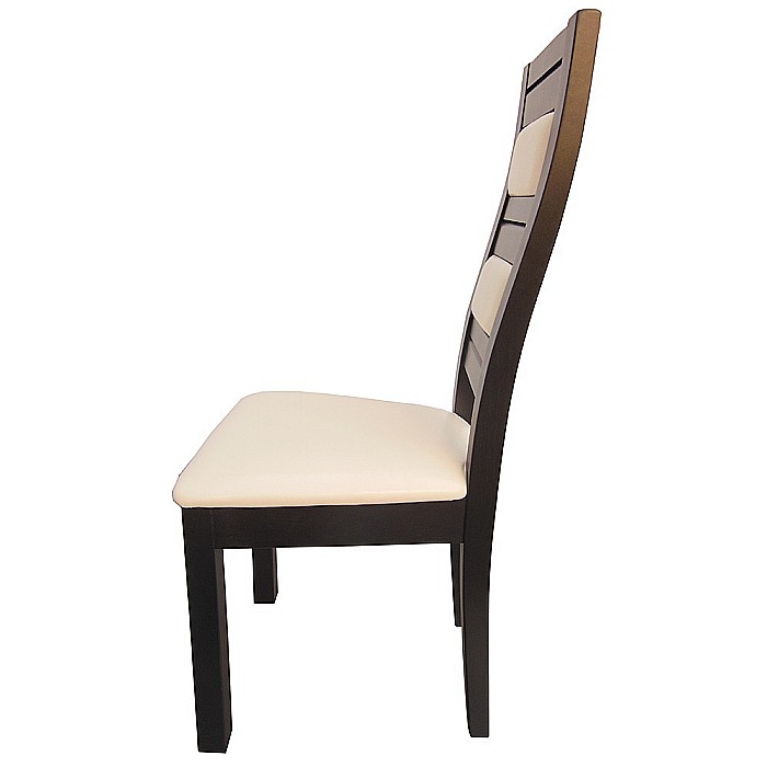 Scaun de living si bucatarie, lemn masiv fag, Eusebio, tapitat cu piele ecologica, 120 kg, 101x44x45cm, Wenge [3]