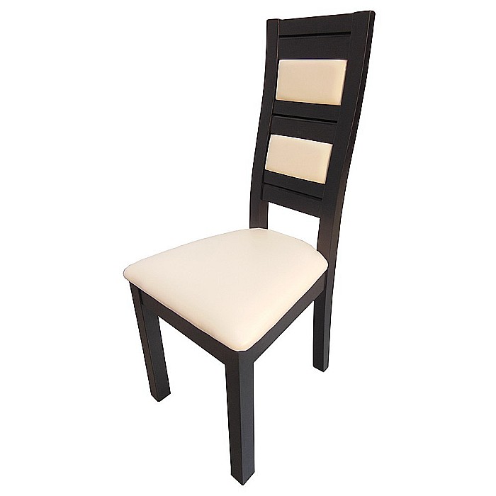 Scaun de living si bucatarie, lemn masiv fag, Eusebio, tapitat cu piele ecologica, 120 kg, 101x44x45cm, Wenge [4]