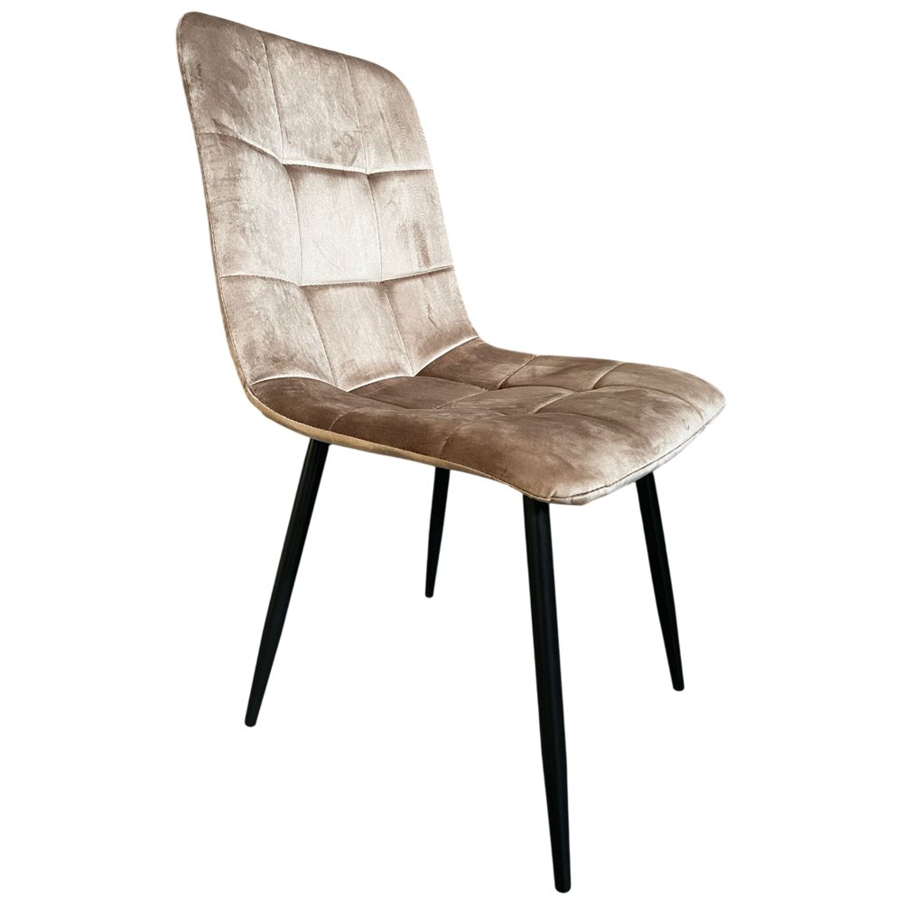 Scaun de living si bucatarie Rizea FDC4, tapiterie catifea, cadru metalic, 90 kg, 85x44x40 cm,  bej [2]