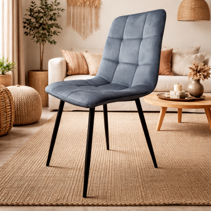 Scaun de living si bucatarie Rizea FDC4, tapiterie catifea, cadru metalic, 90 kg, 85x44x40 cm, gri [9]