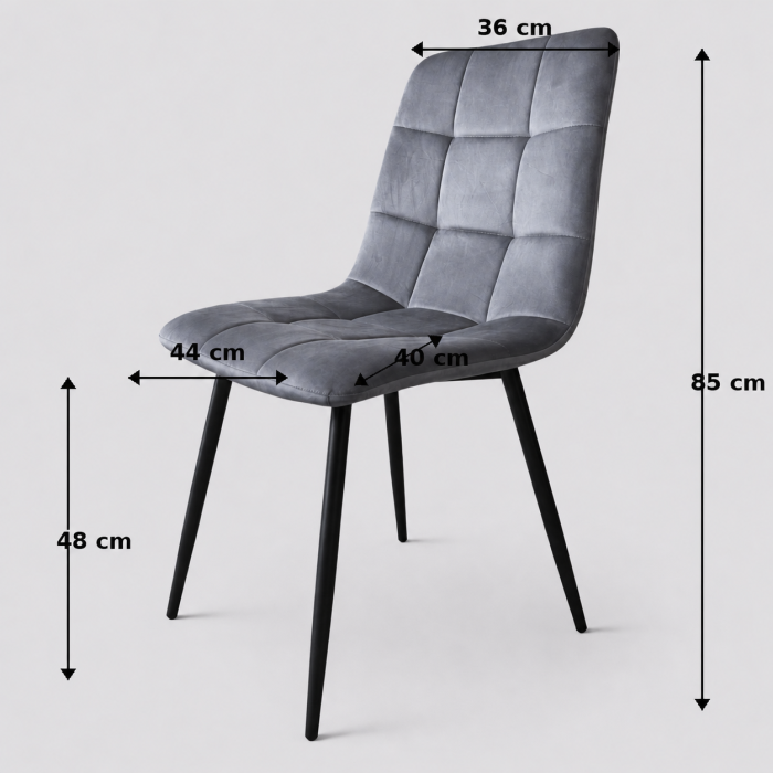 Scaun de living si bucatarie Rizea FDC4, tapiterie catifea, cadru metalic, 90 kg, 85x44x40 cm, gri [11]