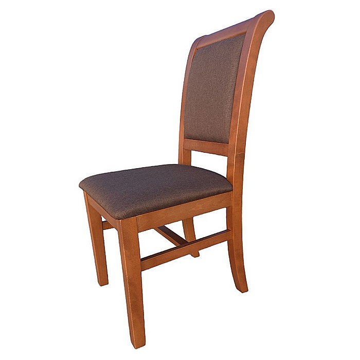 Scaun de living si bucatarie Royal, din lemn masiv fag, ergonomic, tapiterie stofa, 120 kg, lacuit, 98,5x48,5x46,5 cm, Nuc [1]