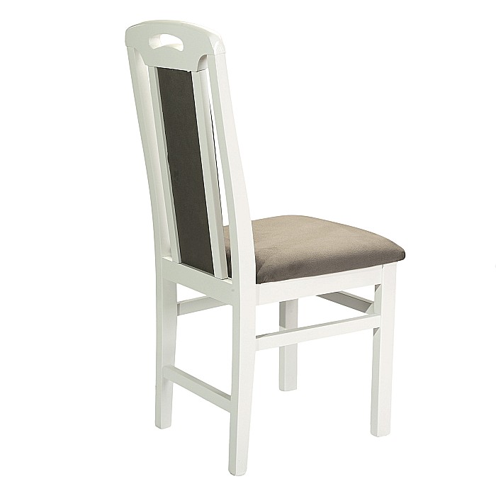 Scaun de living si bucatarie SB Tim, din lemn masiv fag, tapiterie stofa, lacuit, 120 kg, 96x43x40 cm, Alb/Gri [11]