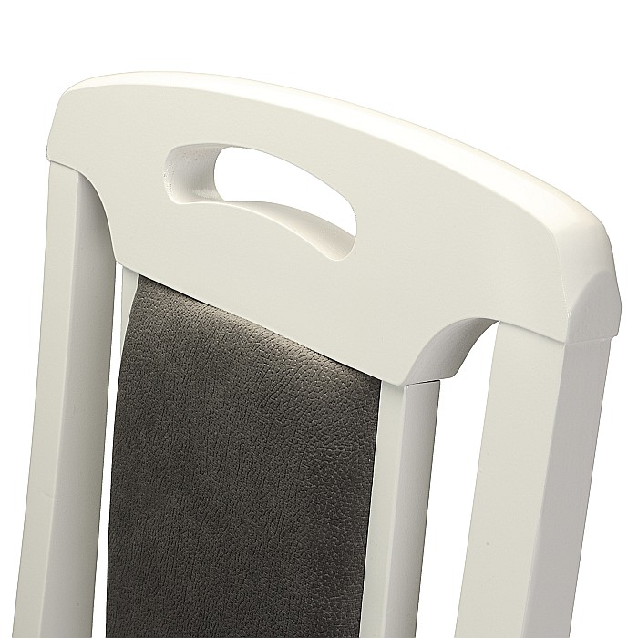 Scaun de living si bucatarie SB Tim, din lemn masiv fag, tapiterie stofa, lacuit, 120 kg, 96x43x40 cm, Alb/Gri [8]