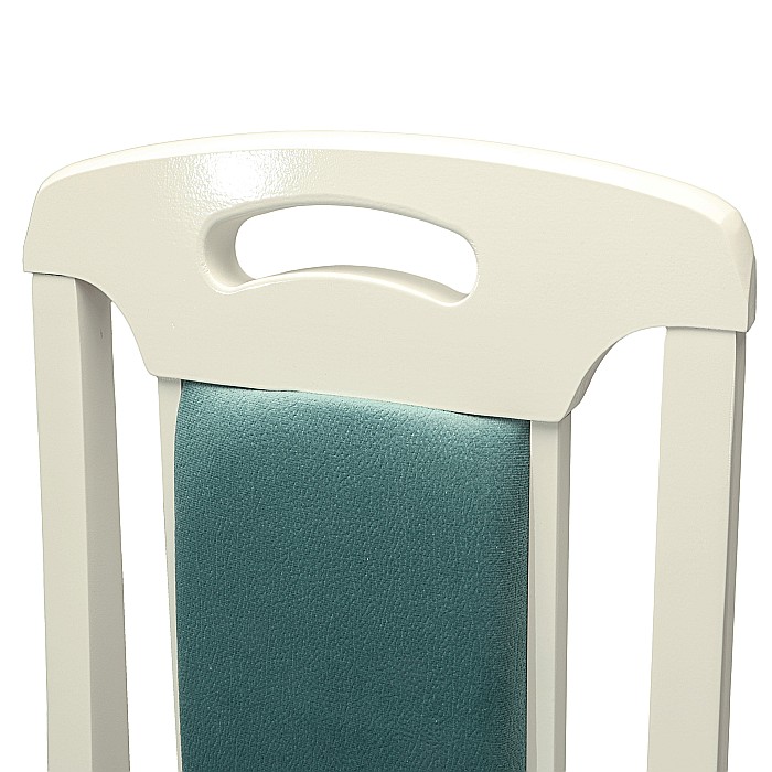 Scaun de living si bucatarie SB Tim, din lemn masiv fag, tapiterie stofa, lacuit, 120 kg, 96x43x40 cm, Alb/Turcoaz [5]