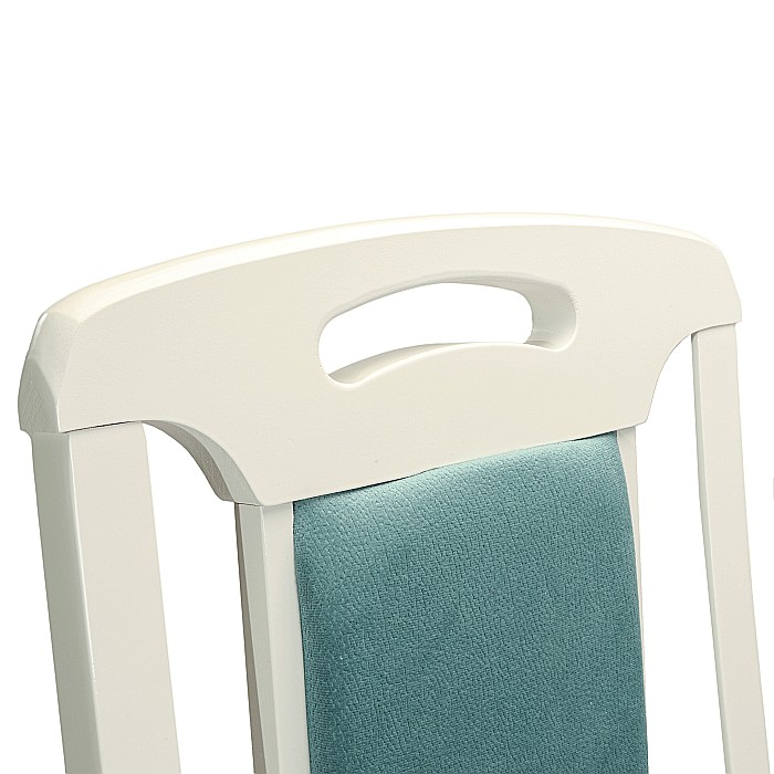 Scaun de living si bucatarie SB Tim, din lemn masiv fag, tapiterie stofa, lacuit, 120 kg, 96x43x40 cm, Alb/Turcoaz [6]