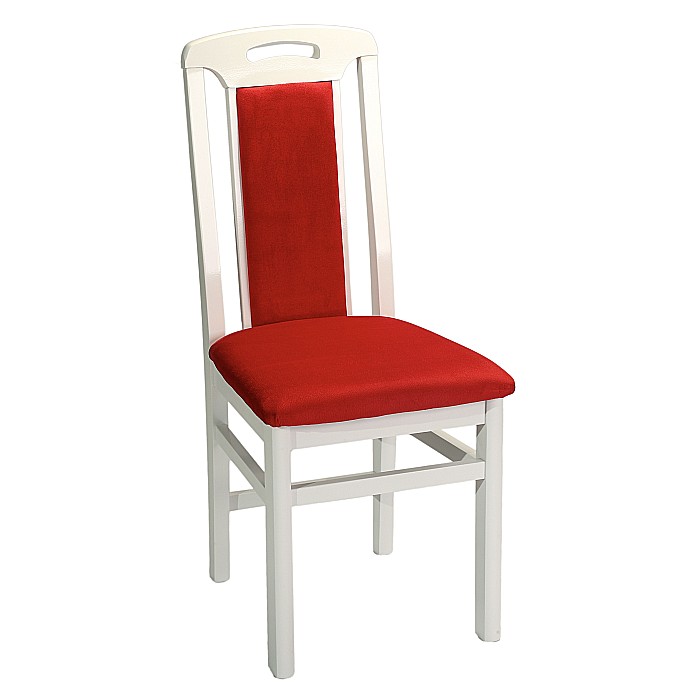 Scaun de living si bucatarie, SB Tim, din lemn masiv fag, tapiterie stofa, lacuit, 120 kg, 96x43x40 cm, Alb/Rosu [2]