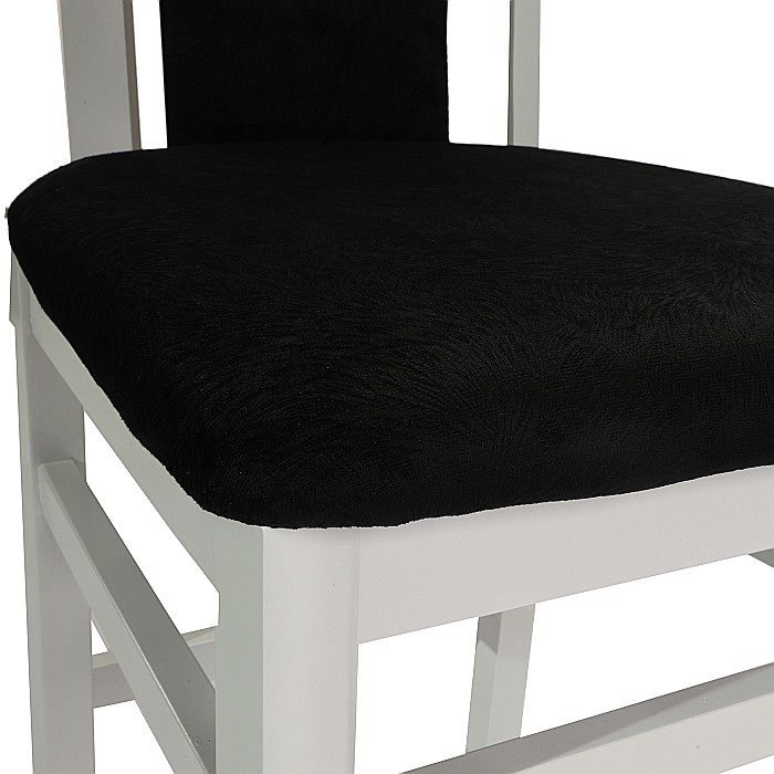 Scaun de living si bucatarie, SB Tim, din lemn masiv fag, tapiterie stofa, lacuit, 120 kg, 96x43x40 cm, Alb/Negru [9]
