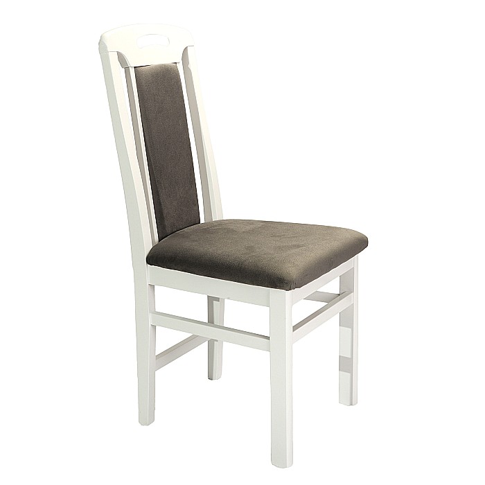 Scaun de living si bucatarie SB Tim, din lemn masiv fag, tapiterie stofa, lacuit, 120 kg, 96x43x40 cm, Alb/Gri [10]