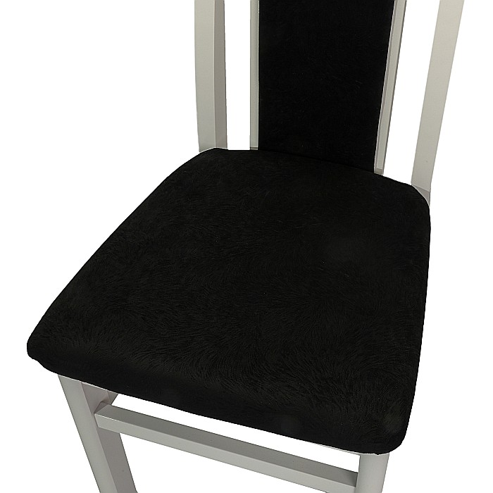 Scaun de living si bucatarie, SB Tim, din lemn masiv fag, tapiterie stofa, lacuit, 120 kg, 96x43x40 cm, Alb/Negru [8]