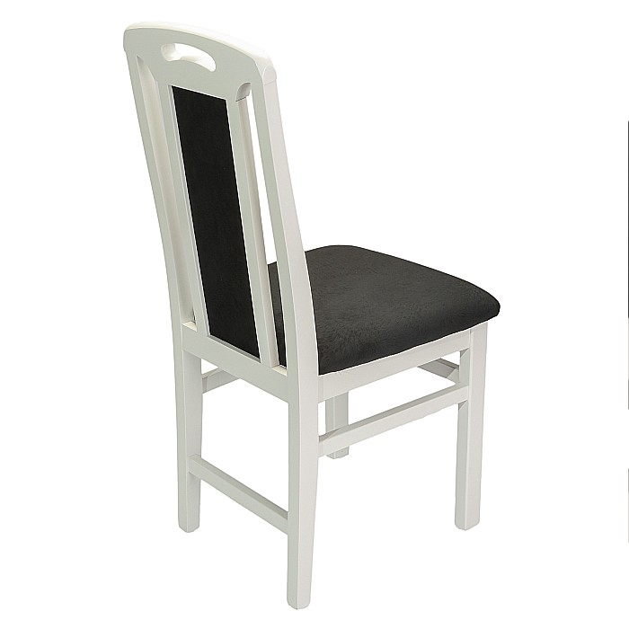 Scaun de living si bucatarie, SB Tim, din lemn masiv fag, tapiterie stofa, lacuit, 120 kg, 96x43x40 cm, Alb/Negru [10]