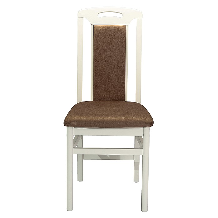 Scaun de living si bucatarie, SB Tim, din lemn masiv fag, tapiterie stofa, lacuit, 120 kg, 96x43x40 cm, Alb/Maro [7]