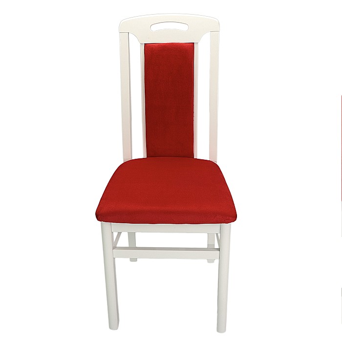 Scaun de living si bucatarie, SB Tim, din lemn masiv fag, tapiterie stofa, lacuit, 120 kg, 96x43x40 cm, Alb/Rosu [3]