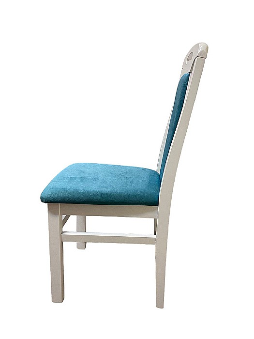 Scaun de living si bucatarie SB Tim, din lemn masiv fag, tapiterie stofa, lacuit, 120 kg, 96x43x40 cm, Alb/Turcoaz [3]