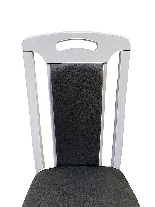 Scaun de living si bucatarie SB Tim, din lemn masiv fag, tapiterie stofa, lacuit, 120 kg, 96x43x40 cm, Alb/Gri [5]