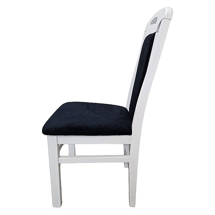 Scaun de living si bucatarie, SB Tim, din lemn masiv fag, tapiterie stofa, lacuit, 120 kg, 96x43x40 cm, Alb/Negru [4]