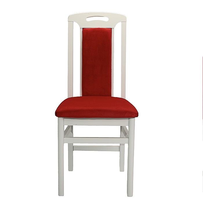 Scaun de living si bucatarie, SB Tim, din lemn masiv fag, tapiterie stofa, lacuit, 120 kg, 96x43x40 cm, Alb/Rosu [4]