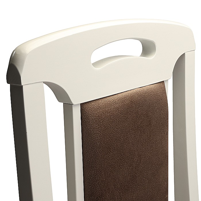 Scaun de living si bucatarie, SB Tim, din lemn masiv fag, tapiterie stofa, lacuit, 120 kg, 96x43x40 cm, Alb/Maro [6]
