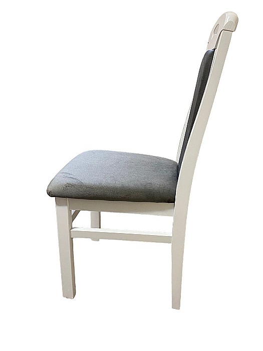 Scaun de living si bucatarie SB Tim, din lemn masiv fag, tapiterie stofa, lacuit, 120 kg, 96x43x40 cm, Alb/Gri [4]