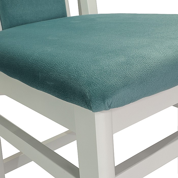 Scaun de living si bucatarie SB Tim, din lemn masiv fag, tapiterie stofa, lacuit, 120 kg, 96x43x40 cm, Alb/Turcoaz [4]