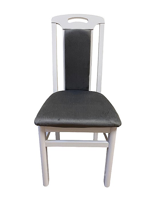 Scaun de living si bucatarie SB Tim, din lemn masiv fag, tapiterie stofa, lacuit, 120 kg, 96x43x40 cm, Alb/Gri [3]