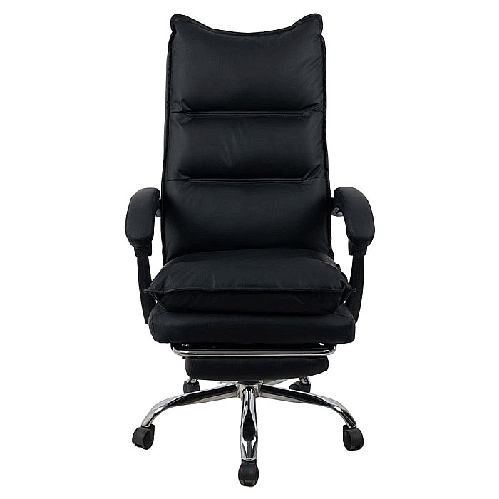 Scaun directorial AB041, piele ecologica, robust, cadru cromat, spatar rabatabil, suport picioare,120 kg, negru [3]