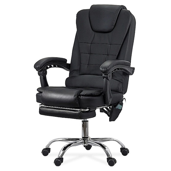 Scaun directorial cu functie de masaj OFF 418M, temporizator, 7 puncte, inaltime reglabila, cadru cromat, 120 kg, negru [1]