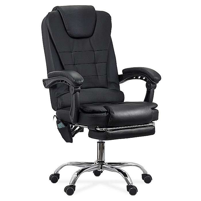 Scaun directorial cu functie de masaj OFF 418M, temporizator, 7 puncte, inaltime reglabila, cadru cromat, 120 kg, negru [2]