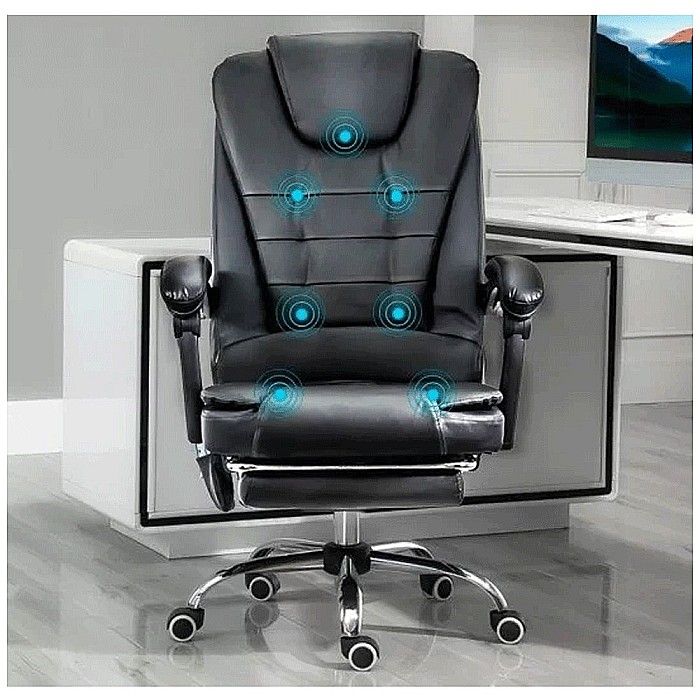 Scaun directorial cu functie de masaj OFF 418M, temporizator, 7 puncte, inaltime reglabila, cadru cromat, 120 kg, negru [5]
