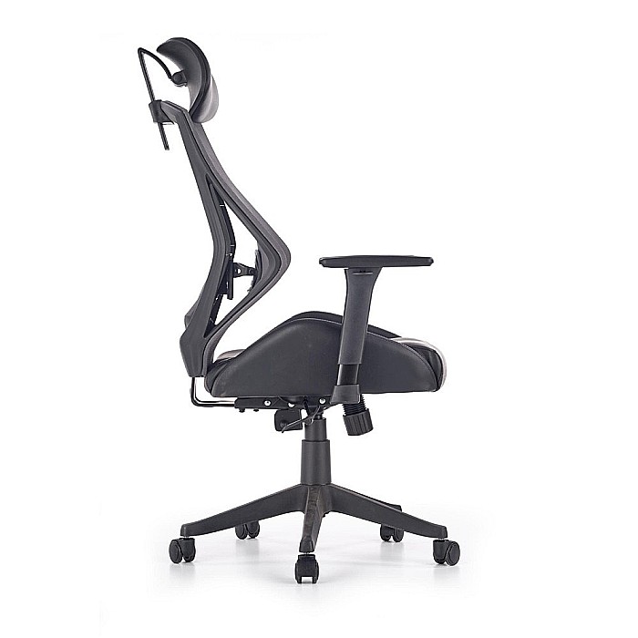Scaun directorial cu suport lombar HM Hasel, mesh, ergonomic, mecanism multiblock, cotiere reglabile, tetiera integrata, 120 kg, negru/gri [6]