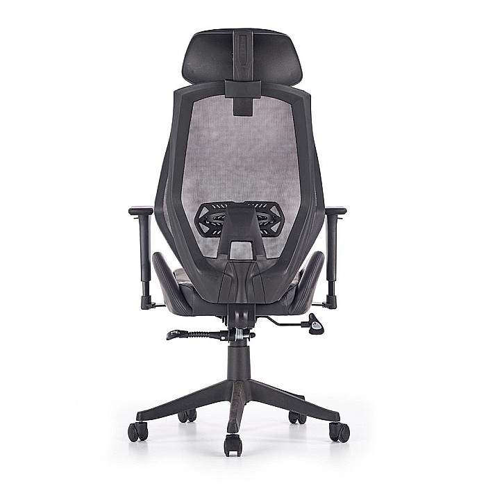 Scaun directorial cu suport lombar HM Hasel, mesh, ergonomic, mecanism multiblock, cotiere reglabile, tetiera integrata, 120 kg, negru/gri [5]