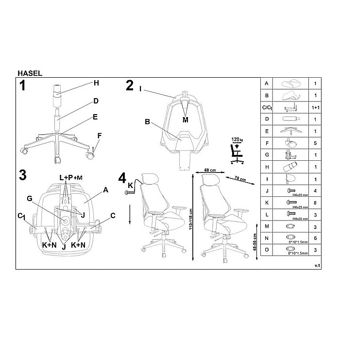 Scaun directorial cu suport lombar HM Hasel, mesh, ergonomic, mecanism multiblock, cotiere reglabile, tetiera integrata, 120 kg, negru/gri [8]
