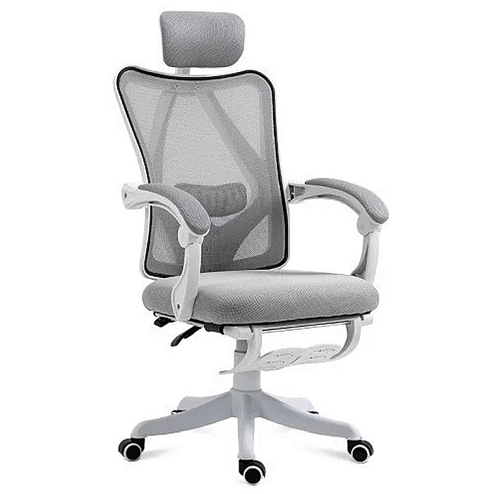 Scaun directorial cu suport lombar OFF 829, mesh, ergonomic, mecanism balans, tetiera integrata,120 kg, gri [4]