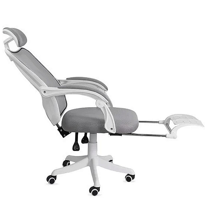 Scaun directorial cu suport lombar OFF 829, mesh, ergonomic, mecanism balans, tetiera integrata,120 kg, gri [5]