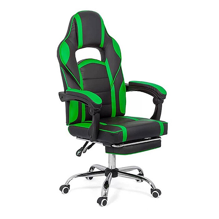 Scaun directorial cu suport picioare OFF 302, gaming, mecanism de balans, piele ecologica, cadru cromat, 110 kg [1]
