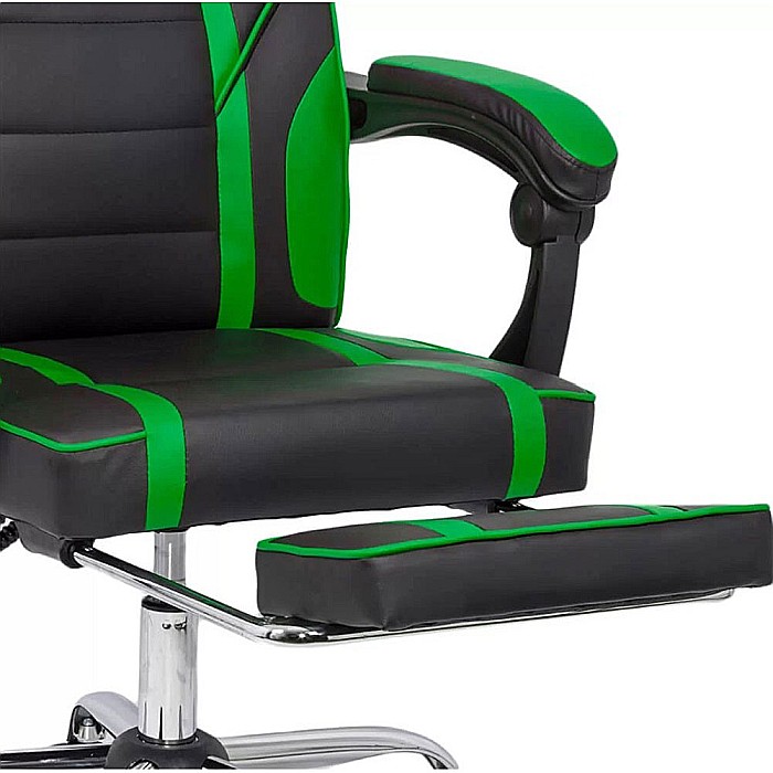 Scaun directorial cu suport picioare OFF 302, gaming, mecanism de balans, piele ecologica, cadru cromat, 110 kg [2]