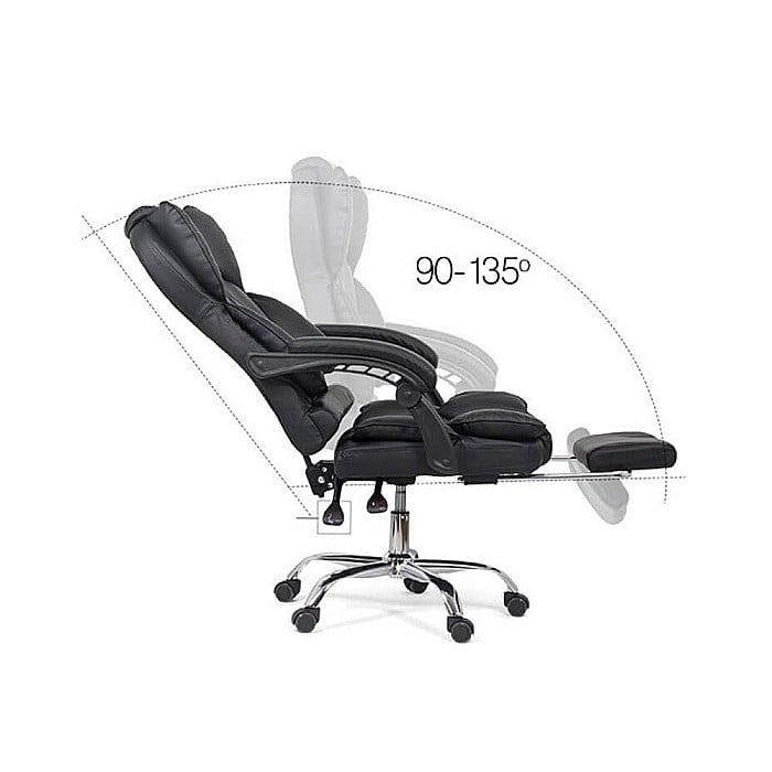 Scaun directorial cu suport picioare OFF 415, spatar inalt, perne duble, mecanism multiblock, baza cromata, 120 kg [3]