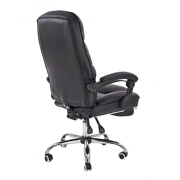 Scaun directorial ergonomic cu suport picioare, HM Alvin, mecanism balans, piele ecologica, cadru cromat, 120 kg, negru [3]