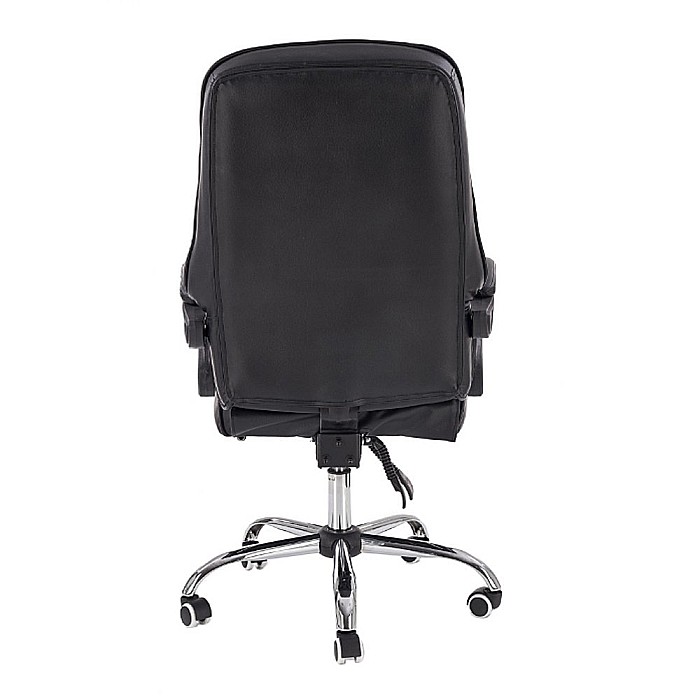 Scaun directorial ergonomic cu suport picioare, HM Alvin, mecanism balans, piele ecologica, cadru cromat, 120 kg, negru [5]