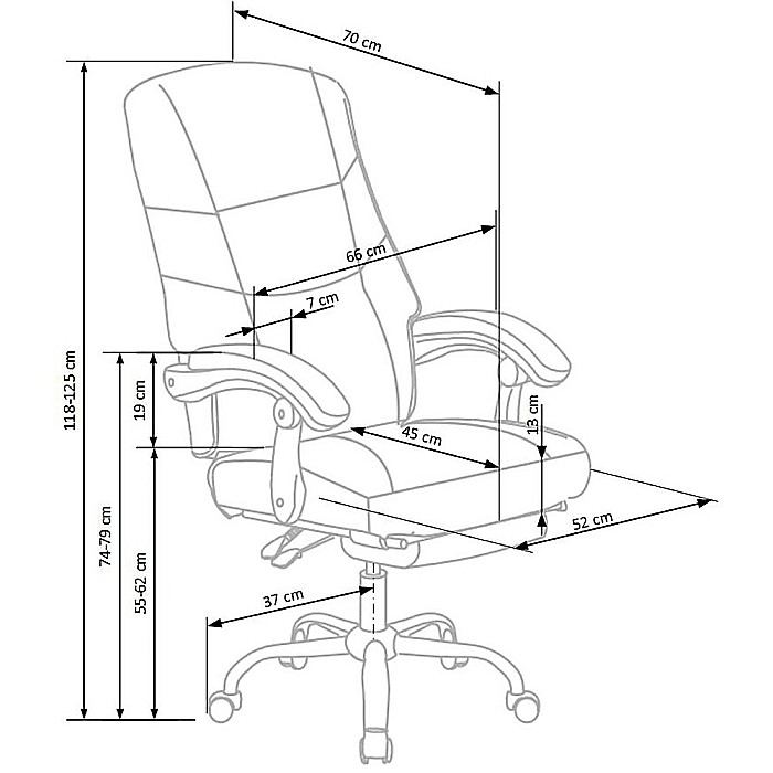 Scaun directorial ergonomic cu suport picioare, HM Alvin, mecanism balans, piele ecologica, cadru cromat, 120 kg, negru [6]