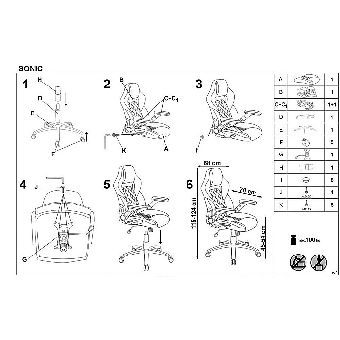 Scaun directorial ergonomic, HM Sonic, brate reglabile, mecanism de balans, baza polipropilena, rotire 360 ˚, 100 kg, negru/gri [12]