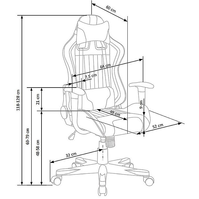 Scaun directorial gaming HM Cayman, mecanism de balans, suport lombar, perne reglabile, cadru polipropilena, 120 kg, gri/turcoaz [9]