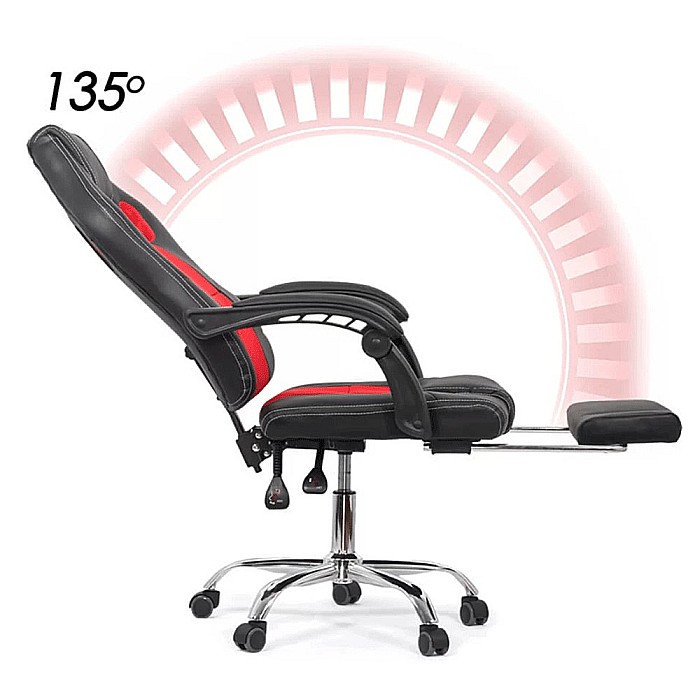 Scaun directorial gaming OFF 3091, piele ecologica/mesh, suport picioare ajustabil, rotativ, 120 kg [3]